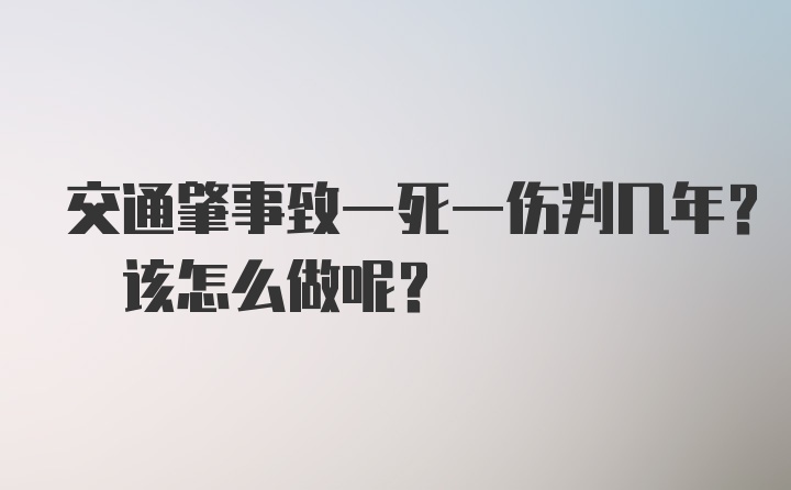 交通肇事致一死一伤判几年? 该怎么做呢？