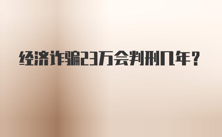 经济诈骗23万会判刑几年?