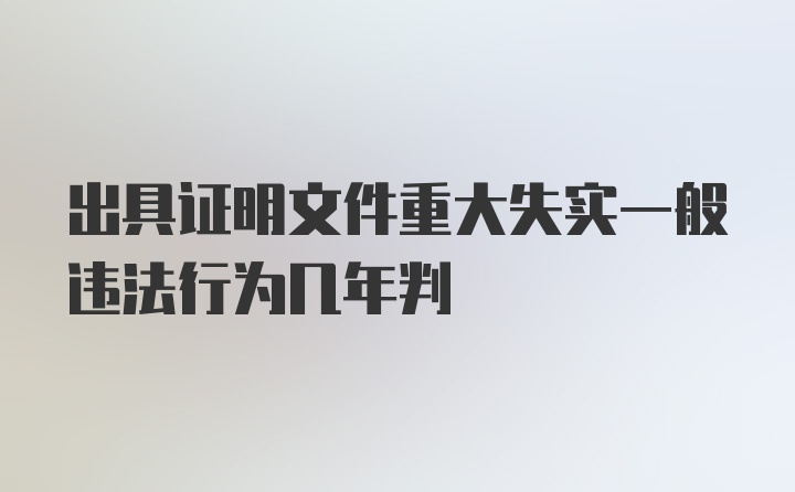 出具证明文件重大失实一般违法行为几年判