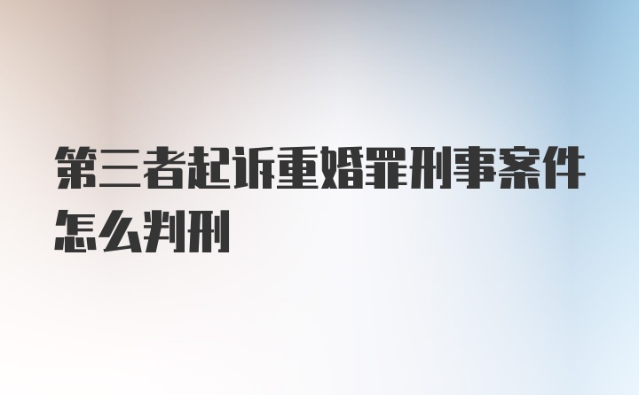 第三者起诉重婚罪刑事案件怎么判刑