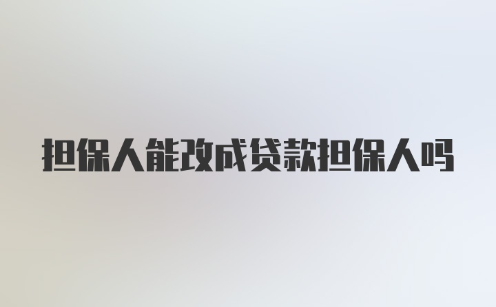 担保人能改成贷款担保人吗