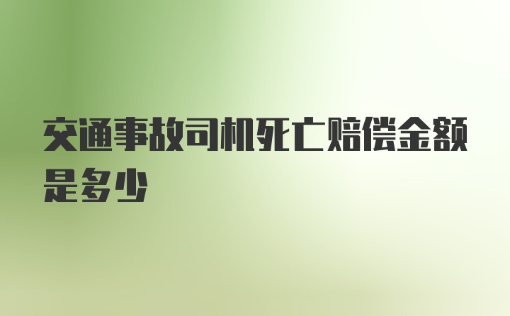 交通事故司机死亡赔偿金额是多少