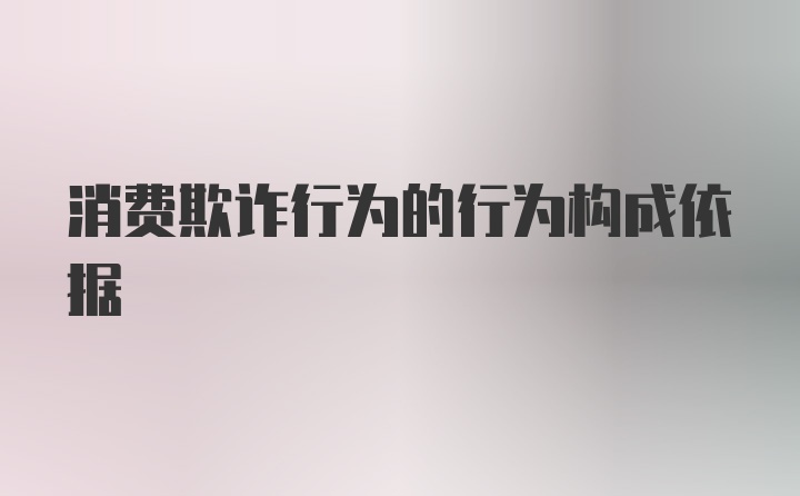 消费欺诈行为的行为构成依据