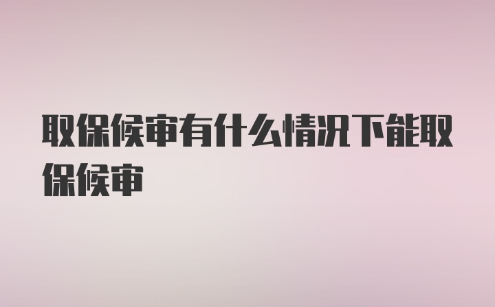 取保候审有什么情况下能取保候审