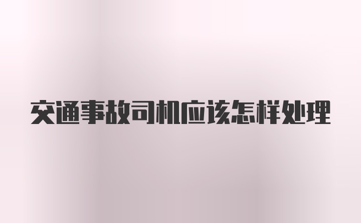 交通事故司机应该怎样处理