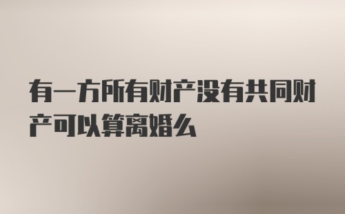 有一方所有财产没有共同财产可以算离婚么