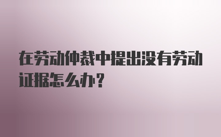 在劳动仲裁中提出没有劳动证据怎么办？