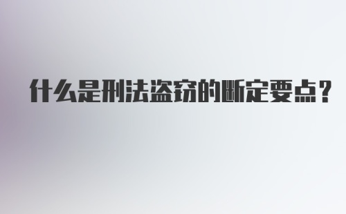 什么是刑法盗窃的断定要点?