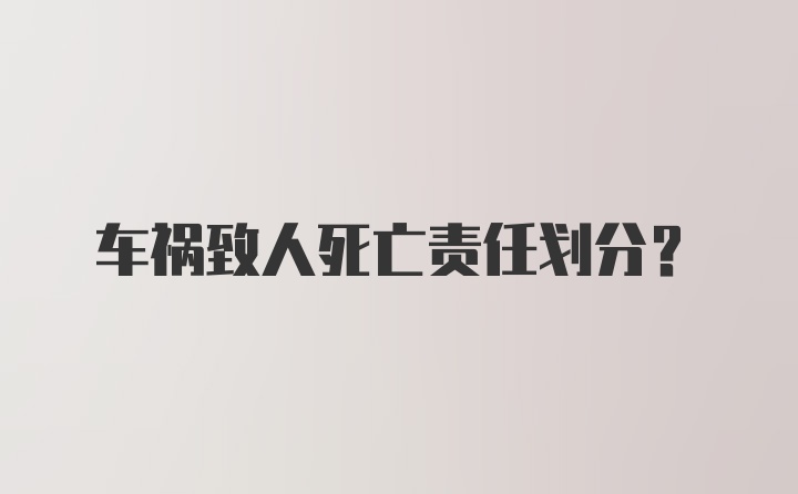 车祸致人死亡责任划分？