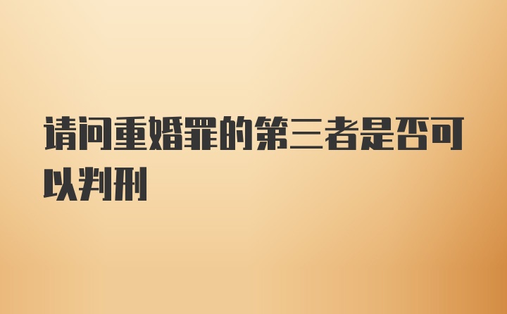 请问重婚罪的第三者是否可以判刑