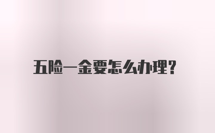 五险一金要怎么办理？