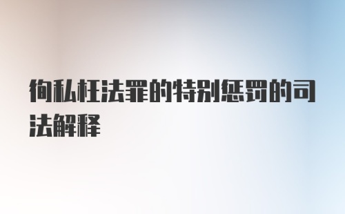 徇私枉法罪的特别惩罚的司法解释