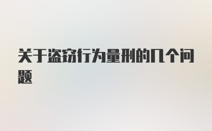 关于盗窃行为量刑的几个问题