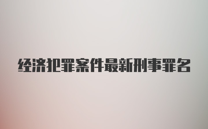 经济犯罪案件最新刑事罪名