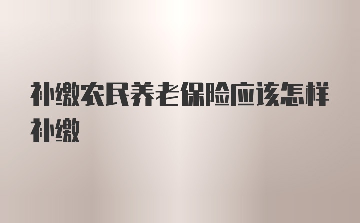 补缴农民养老保险应该怎样补缴