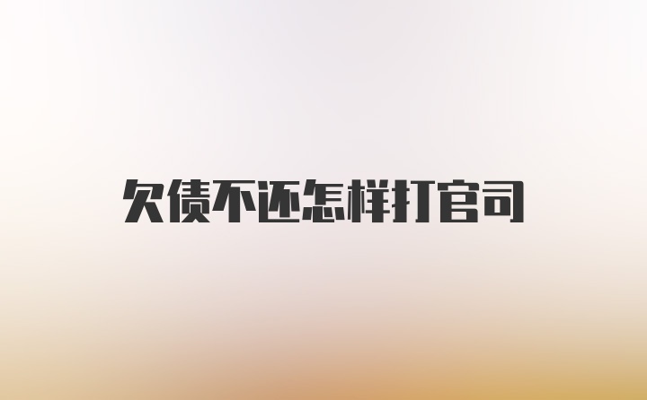 欠债不还怎样打官司