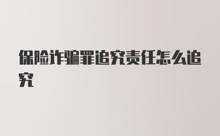 保险诈骗罪追究责任怎么追究