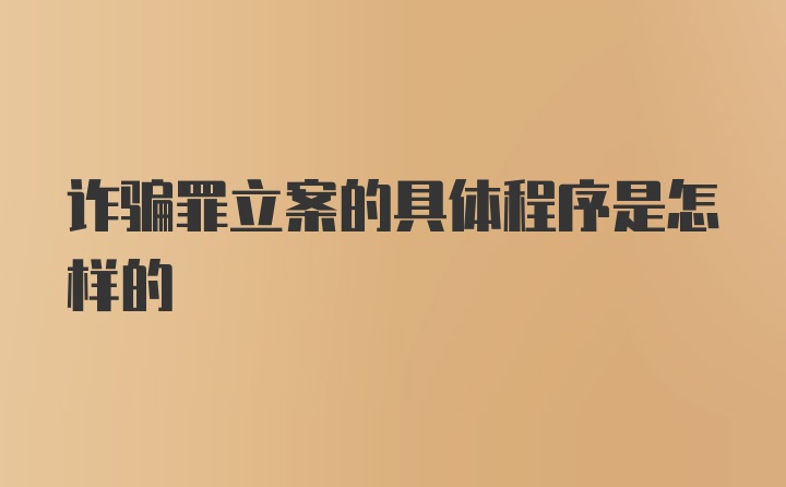 诈骗罪立案的具体程序是怎样的