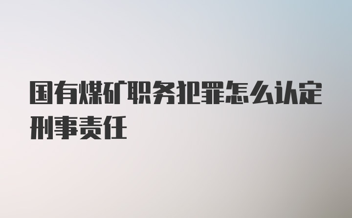 国有煤矿职务犯罪怎么认定刑事责任