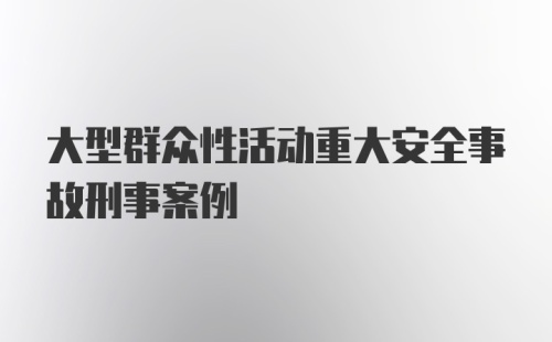 大型群众性活动重大安全事故刑事案例