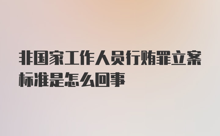 非国家工作人员行贿罪立案标准是怎么回事