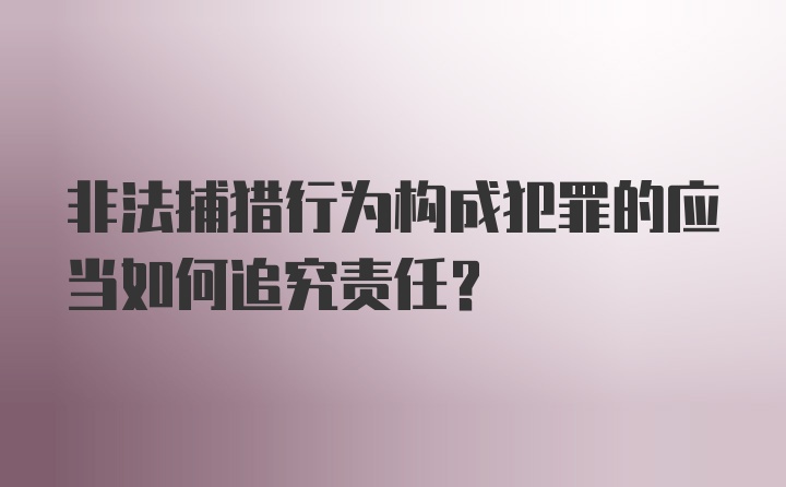 非法捕猎行为构成犯罪的应当如何追究责任?