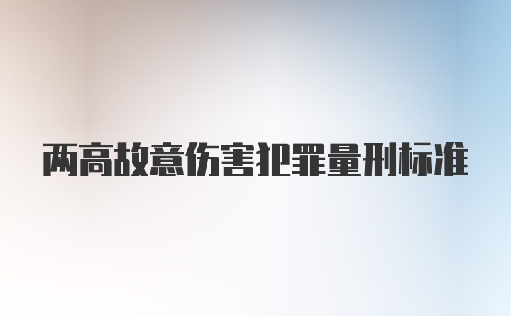 两高故意伤害犯罪量刑标准