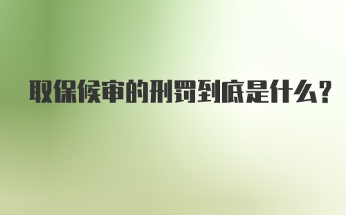 取保候审的刑罚到底是什么？