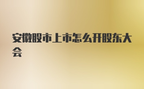 安徽股市上市怎么开股东大会