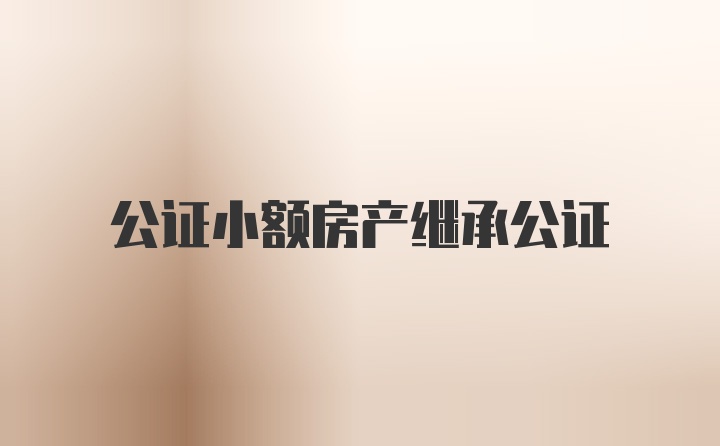 公证小额房产继承公证