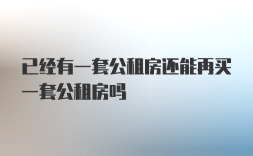 已经有一套公租房还能再买一套公租房吗