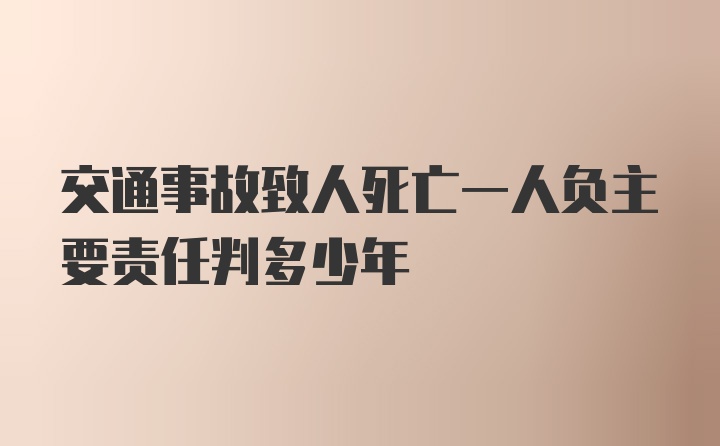 交通事故致人死亡一人负主要责任判多少年