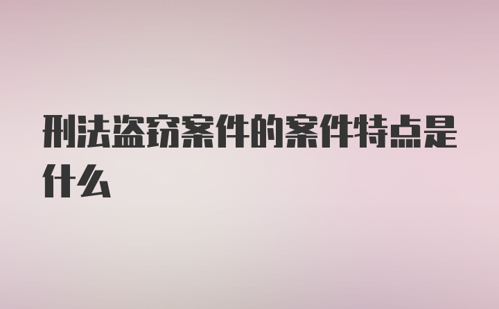 刑法盗窃案件的案件特点是什么