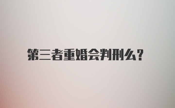 第三者重婚会判刑么？