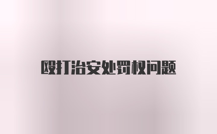 殴打治安处罚权问题