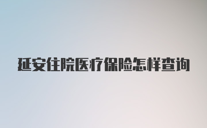 延安住院医疗保险怎样查询