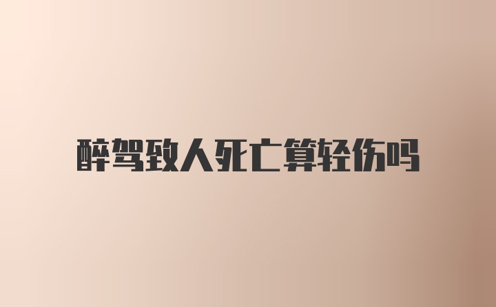 醉驾致人死亡算轻伤吗