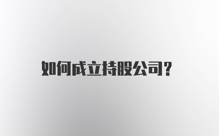 如何成立持股公司?