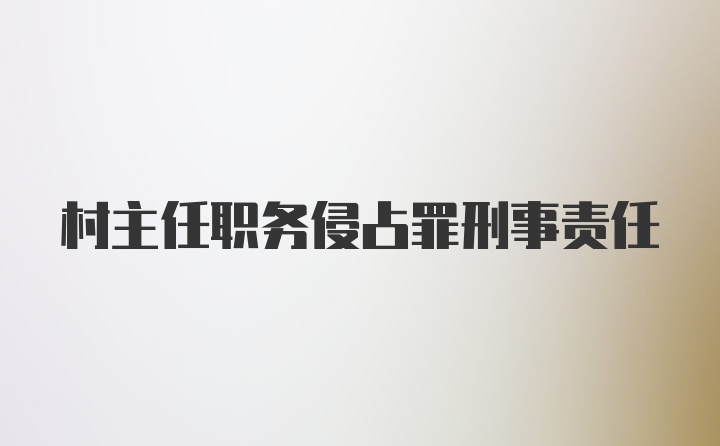 村主任职务侵占罪刑事责任