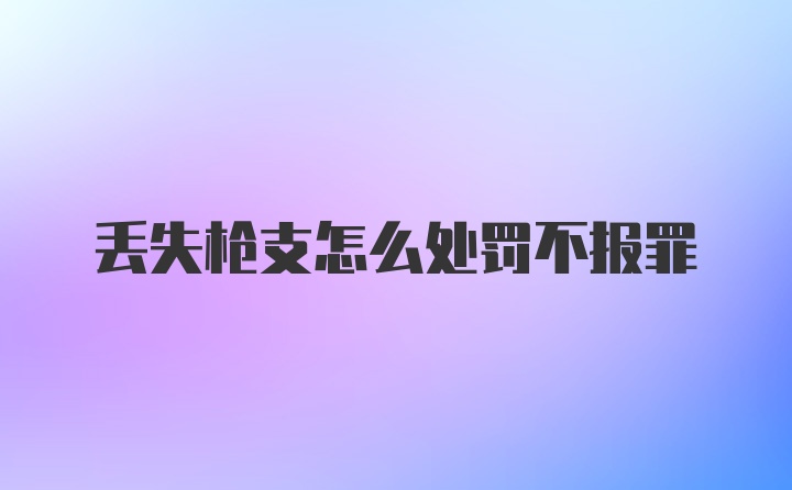 丢失枪支怎么处罚不报罪