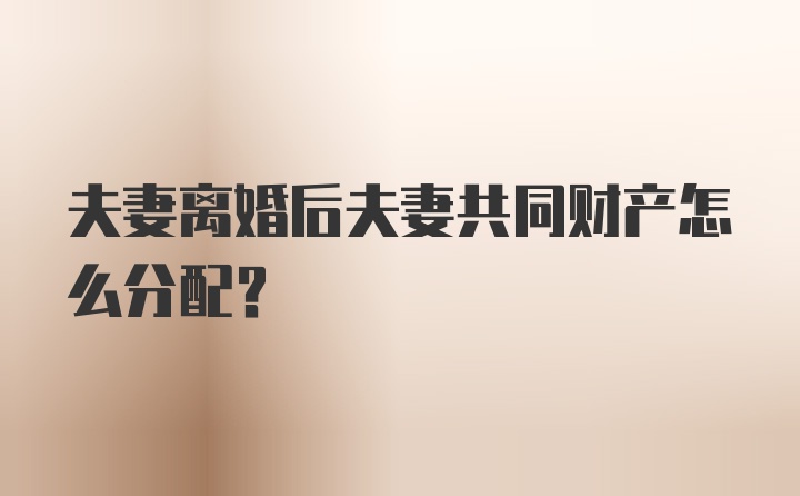 夫妻离婚后夫妻共同财产怎么分配？