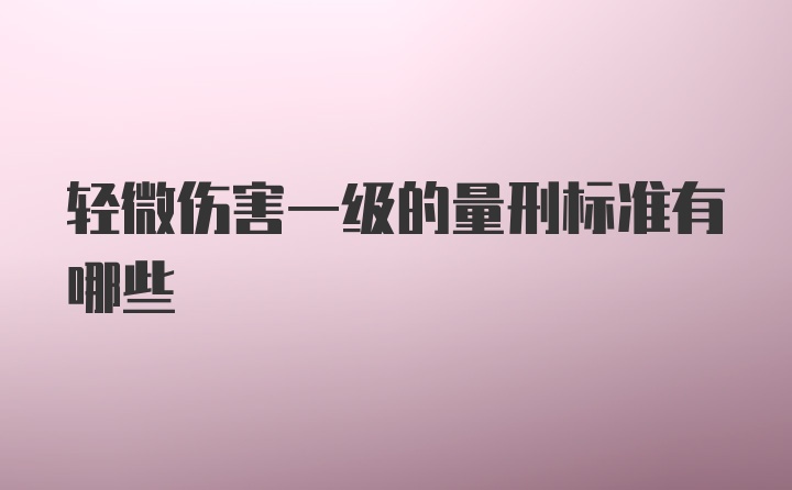 轻微伤害一级的量刑标准有哪些