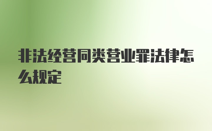 非法经营同类营业罪法律怎么规定