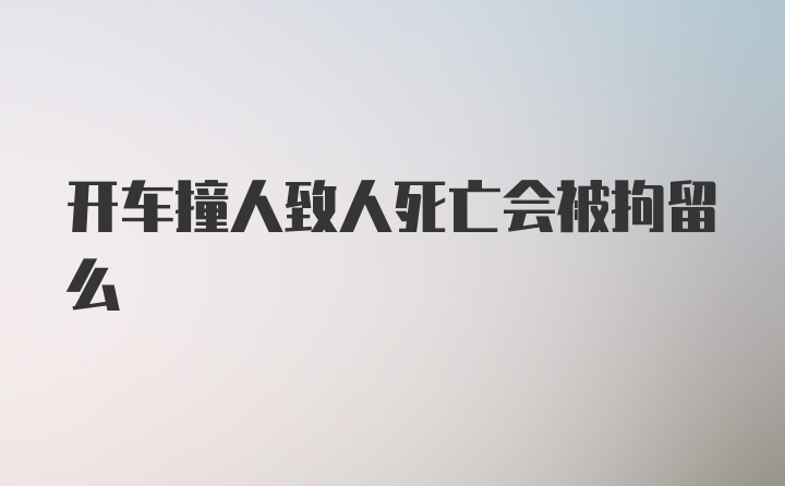 开车撞人致人死亡会被拘留么