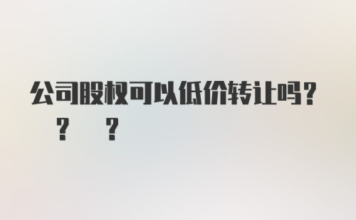 公司股权可以低价转让吗? ? ?