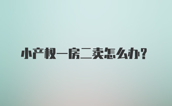 小产权一房二卖怎么办？