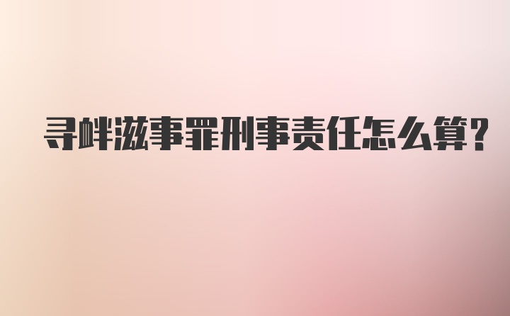 寻衅滋事罪刑事责任怎么算？