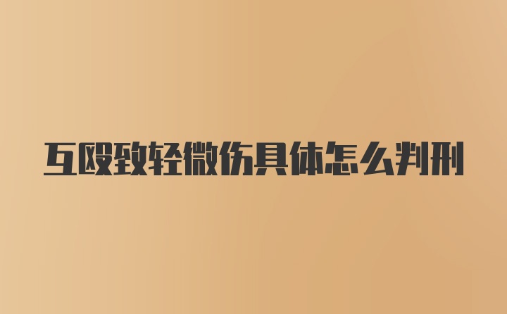 互殴致轻微伤具体怎么判刑