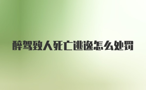 醉驾致人死亡逃逸怎么处罚