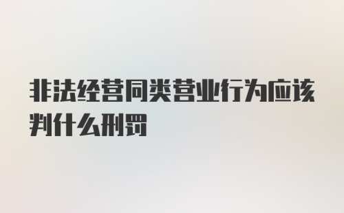 非法经营同类营业行为应该判什么刑罚